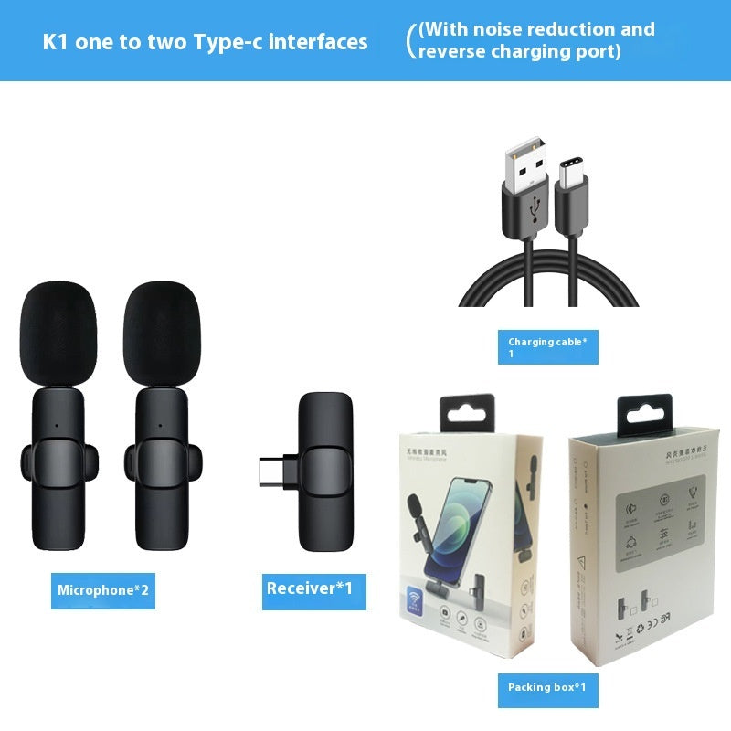One-to-two Collar-type Wireless Collar Clip Microphone