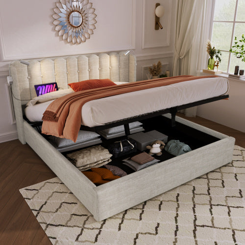 Linen Storage Space Bed Frame With Mattress  Size 160cmx200cm